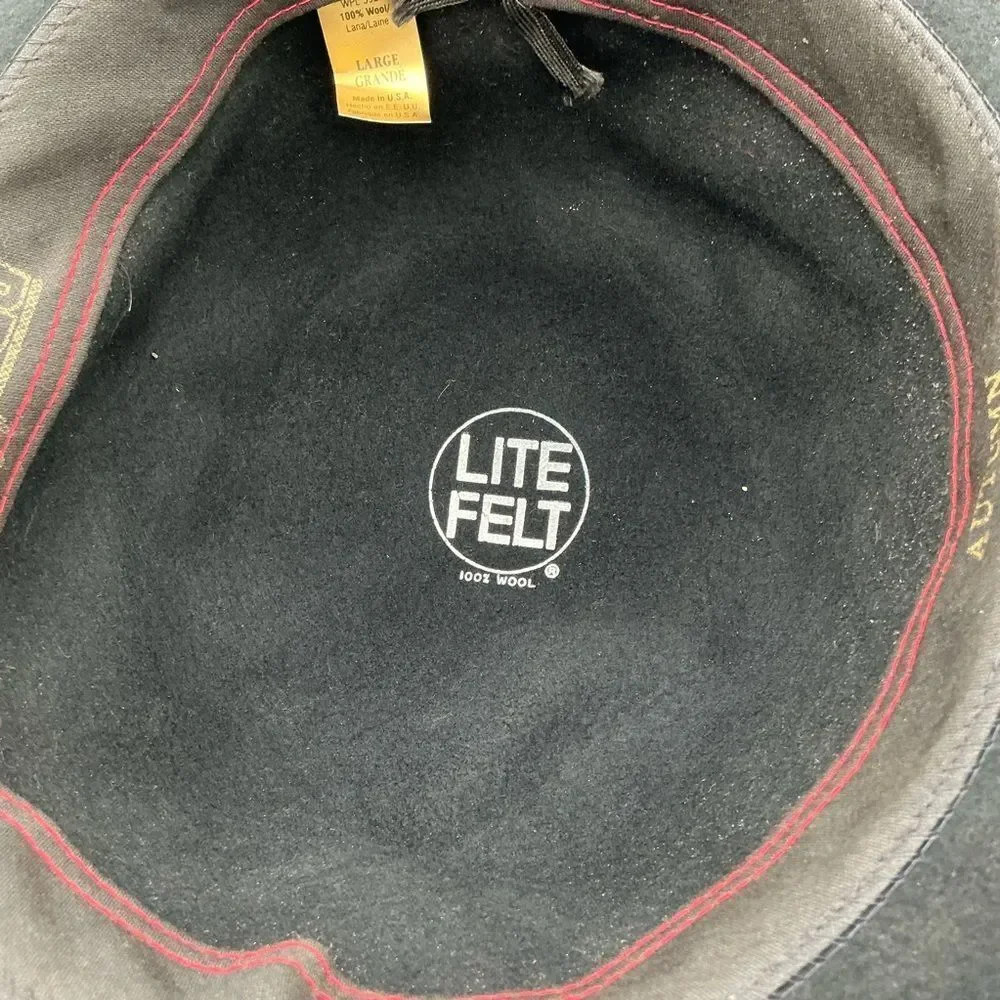 Lite Felt wool Black Fedora Hat with black trim size L